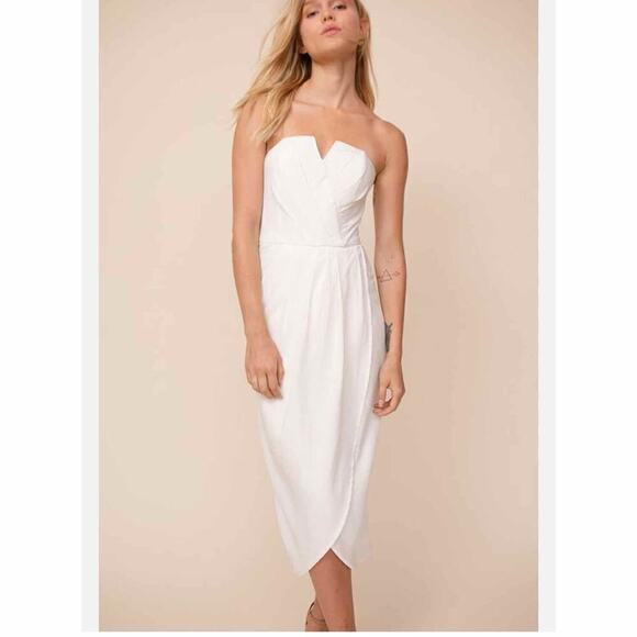 Yumi Kim Glamour Strapless White Midi Dress Size Medium - Picture 10 of 10